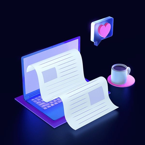 showing a laptop with document and a notification icon, representing the content marketing services by a digital marketing freelancer in Dubai