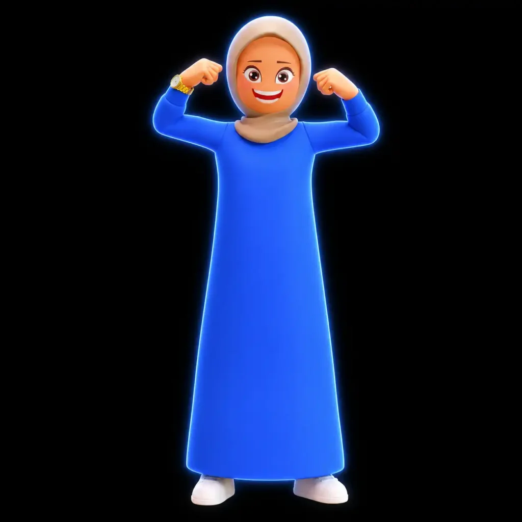 An animation of jumana hannath showing her power by hands as a digital marketing freelancer in Dubai