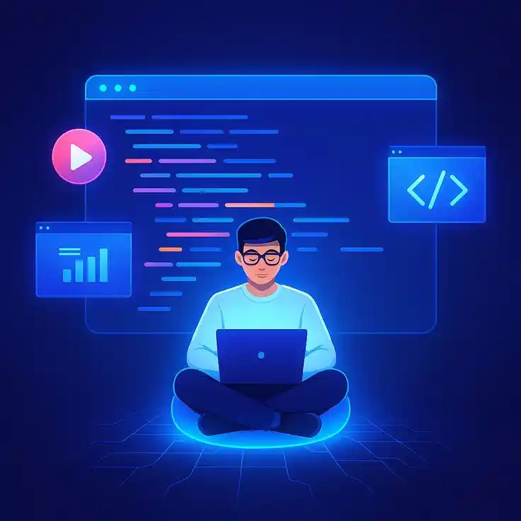 A person looking at a laptop and doing SEO as a digital marketing freelancer in Dubai